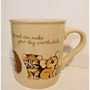 Vintage 1983 Hallmark Cards Friendship Cup.  Adorable Animals and Quotes.